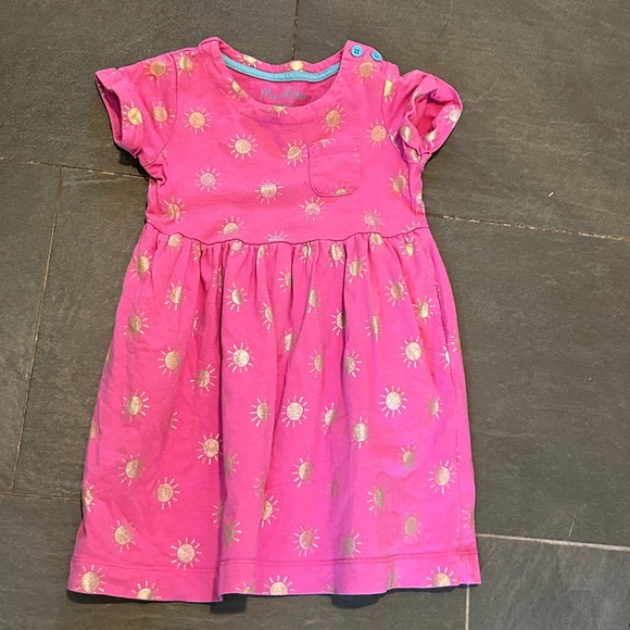 MINI BODEN GIRLS PINK GOLD SUN SHORT SLEEVE DRESS SIZE 3 4 - Picture 1 of 8